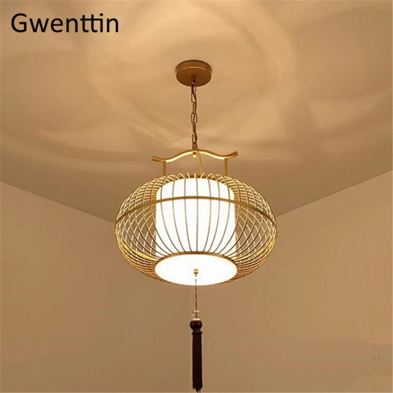 Chinese style LED pendant light for modern interior decoration - vue 4 sur 8