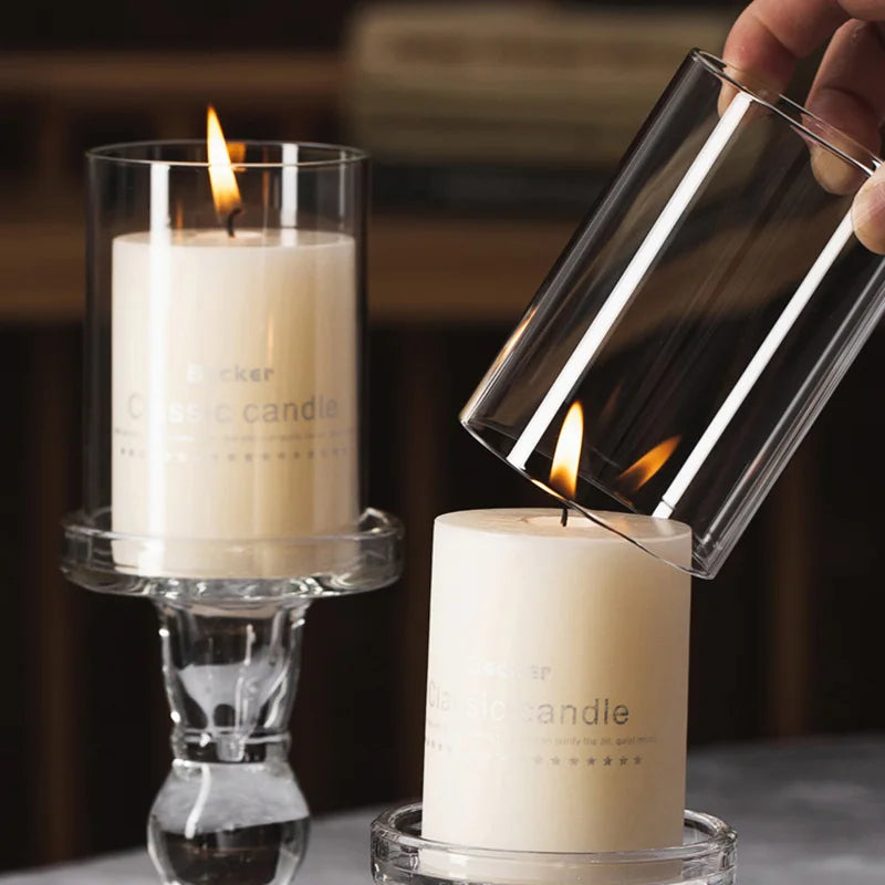 Glass tea light holder for decorative outdoor use
