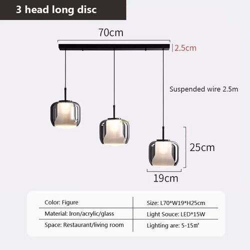 Multi-head glass pendant light for modern interiors