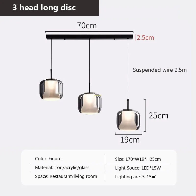 Multi-head glass pendant light for modern interiors