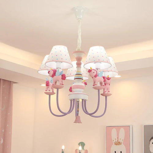 Romantic fabric and resin chandelier for children - vue 3 sur 6