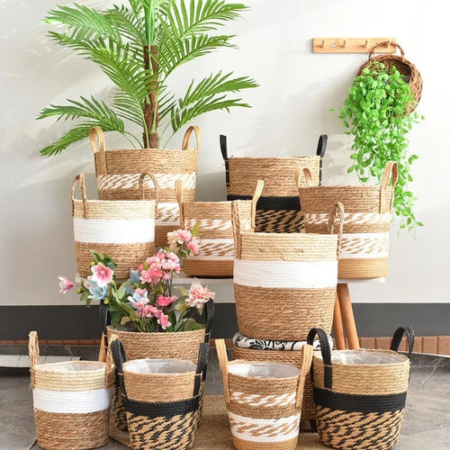 natural wicker basket for garden and decorative storage - vue 2 sur 15