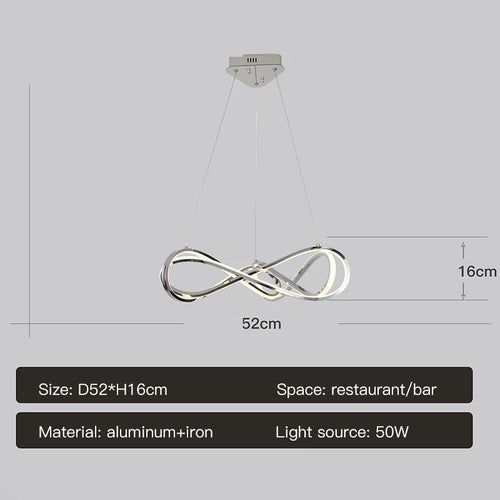 Modern LED chandelier with remote control, elegant curved design - vue 10 sur 12