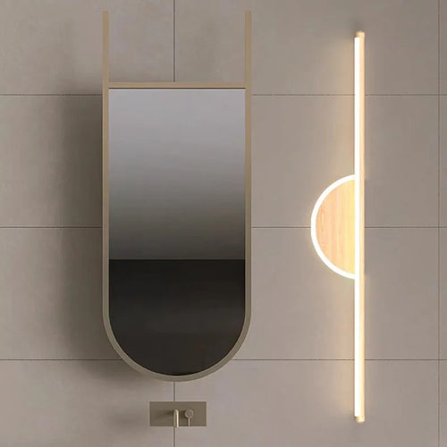 Modern LED wall light with wood grain for interior decor - vue 4 sur 21