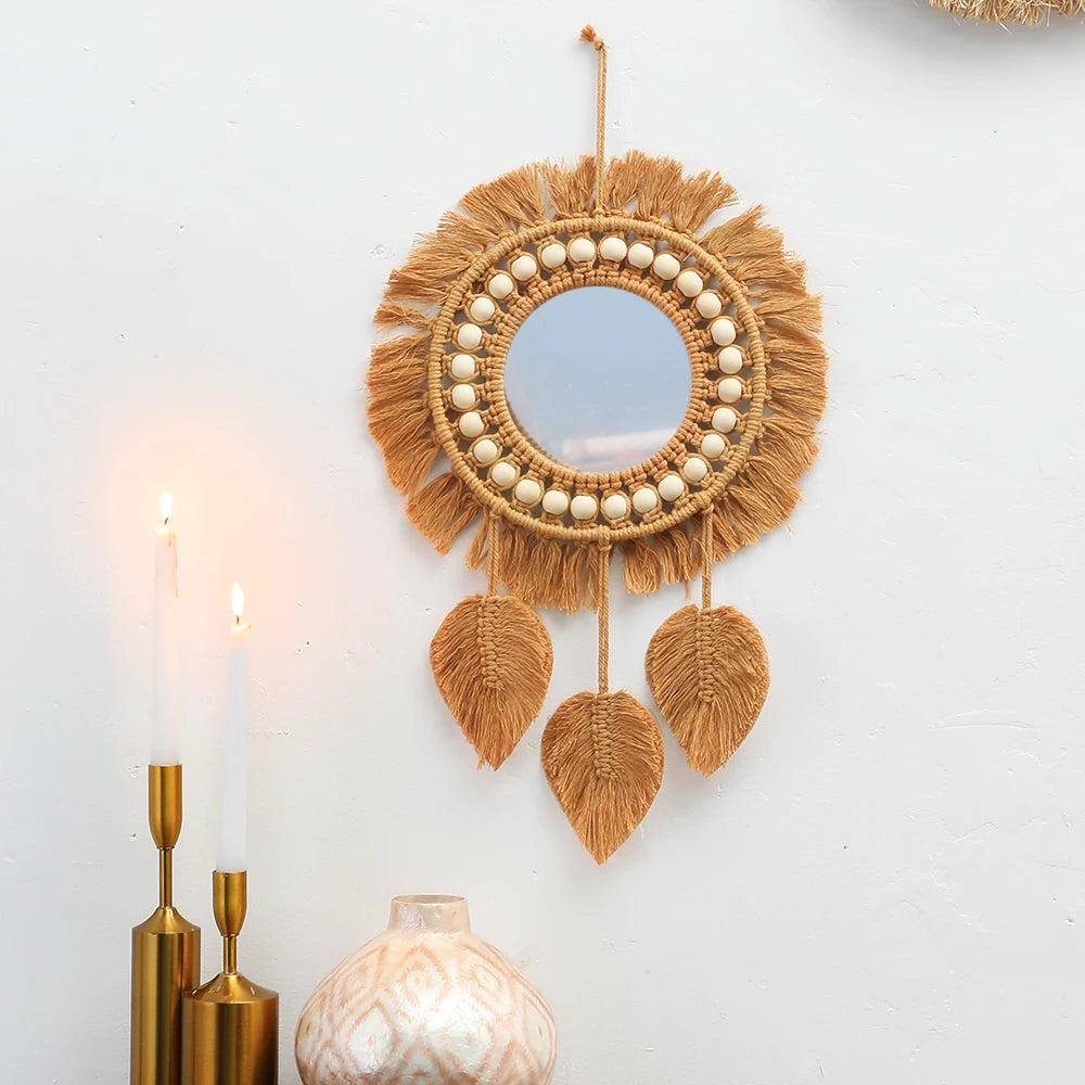 hand woven decorative round wall mirrors for home - vue 8 sur 8