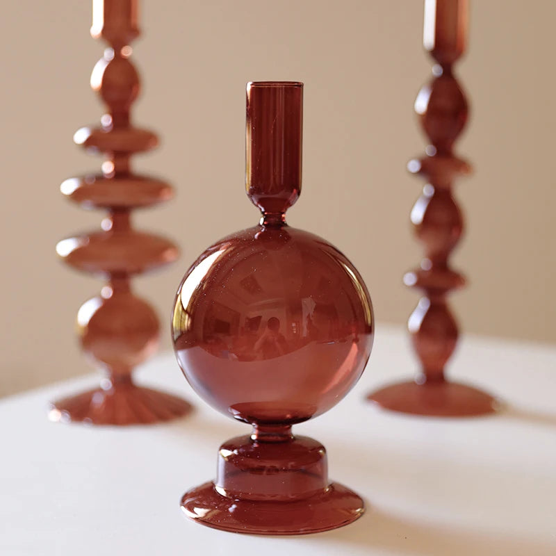 Decorative handmade vintage Nordic glass candle holders for weddings