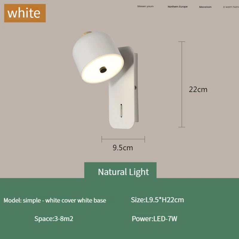applique murale nordique rotative avec interrupteur pour décoration moderne - vue 13 sur 15