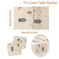 Ramadan table runner with lantern, moon and star motifs