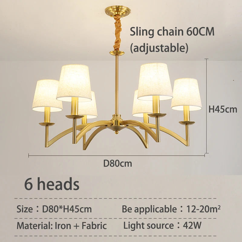 Retro American fabric LED pendant chandelier for kitchen decor