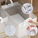 Set of 2 clear baskets with metal frame for versatile storage