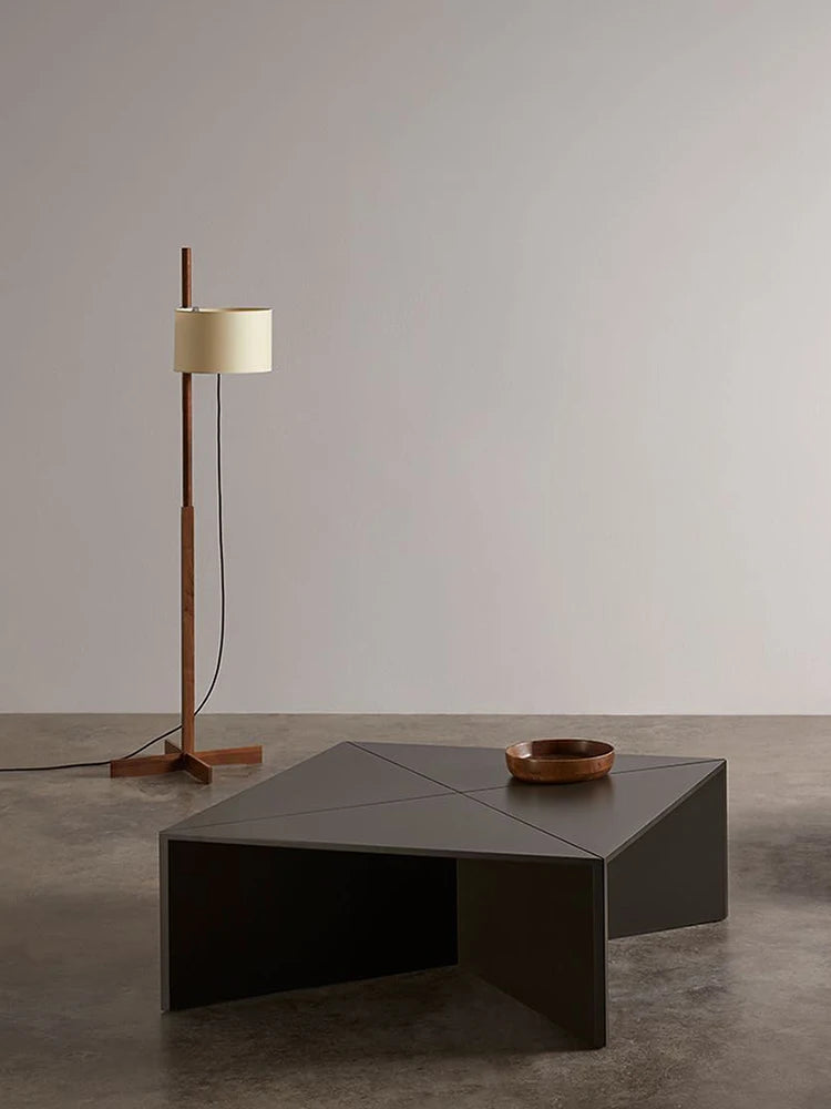 Japanese wabi-sabi solid wood floor lamp with adjustable modern lighting