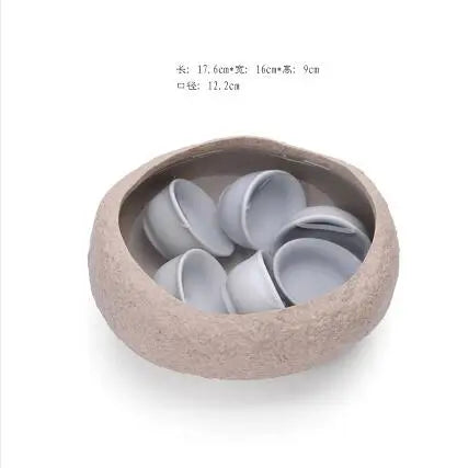 Ceramic Rock Mud Imitation Stone Tea Washing Pen Wash Tea Cups, Household Tea Set Accessories, Extra Large Basin - vue 9 sur 11