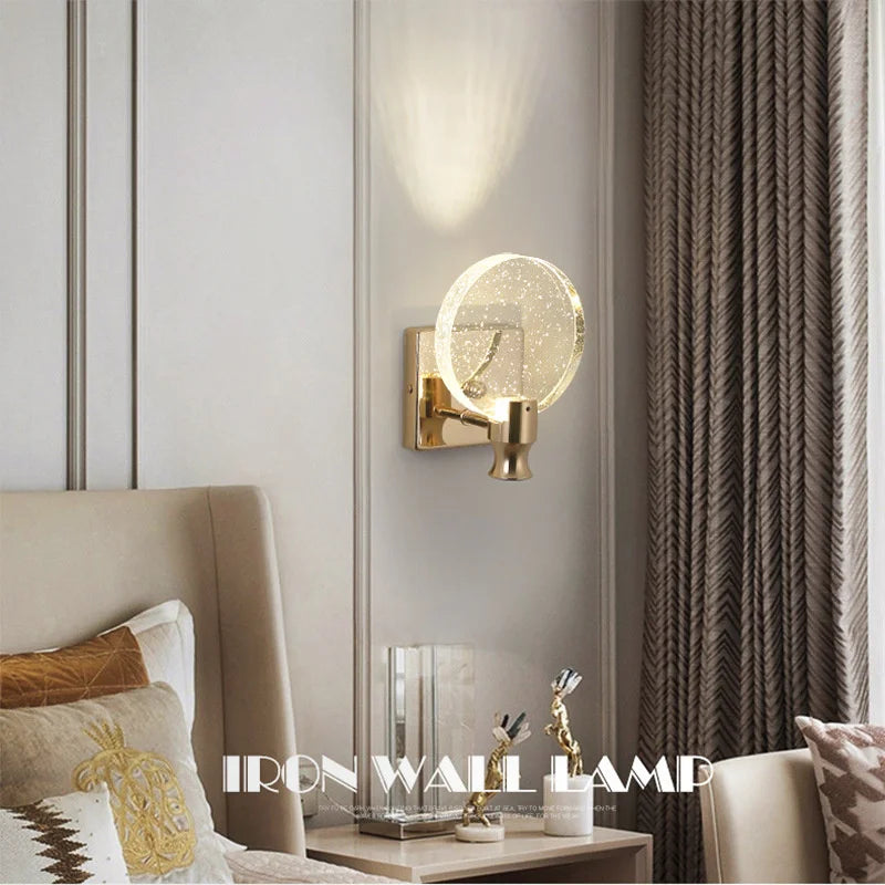 Luxury decorative crystal LED wall light and night lamp