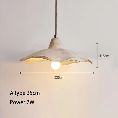 Wabi-sabi cement and travertine pendant light for interior decoration