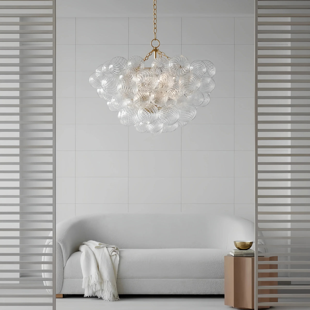 lustre suspendu à bulles de verre design moderne pour intérieur élégant
