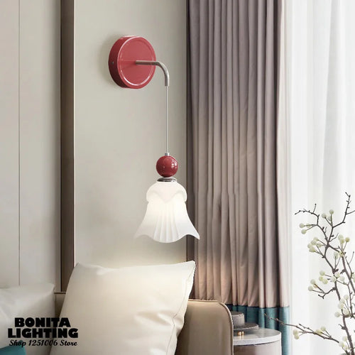 Elegant frosted glass floral wall light - vue 6 sur 18