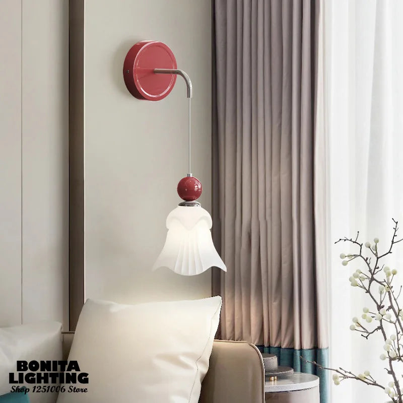 Elegant frosted glass floral wall light - vue 5 sur 18