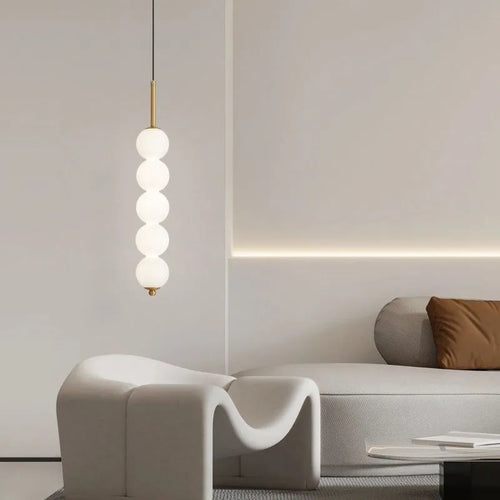 Nordic glass pendant light LED copper gourd 3-8 heads bedside hanging lamp for study, bedroom and living room - vue 5 sur 14