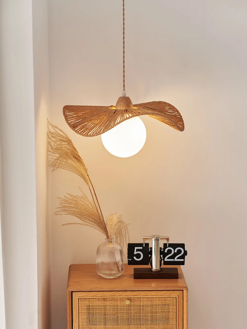 Japanese style wooden pendant light for interior decoration - vue 6 sur 5