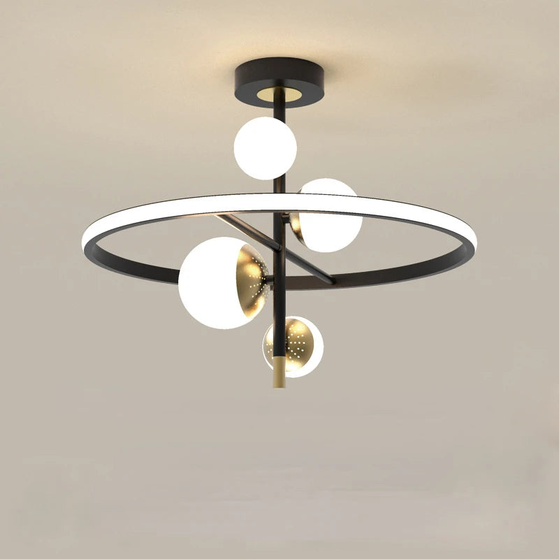 Modern nordic LED single ball chandelier for indoor lighting - vue 6 sur 16