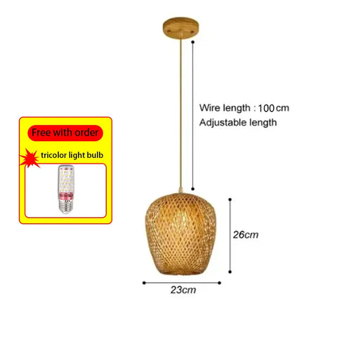 Chinese style hand-woven bamboo chandelier - vue 11 sur 30