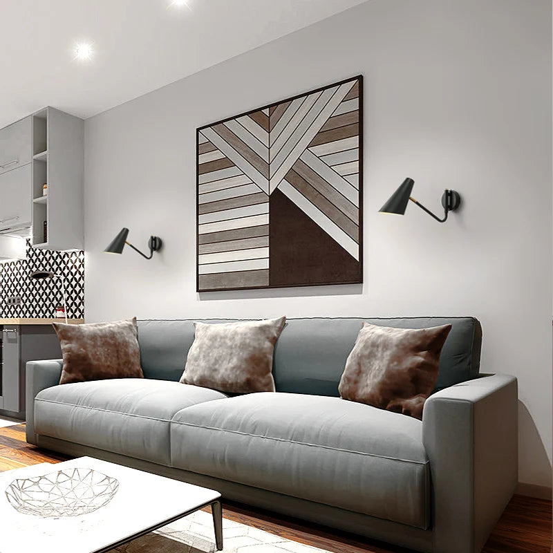Retro adjustable wall light with black and gold LED e27 switch