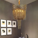 Industrial style aluminium pendant light with decorative tassels