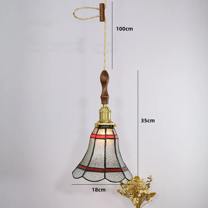 Nordic copper pendant light with stained glass for elegant interiors - vue 14 sur 14
