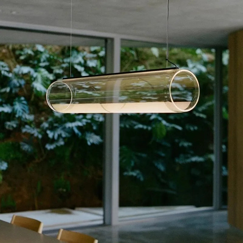Modern clear glass chandelier with LED lighting