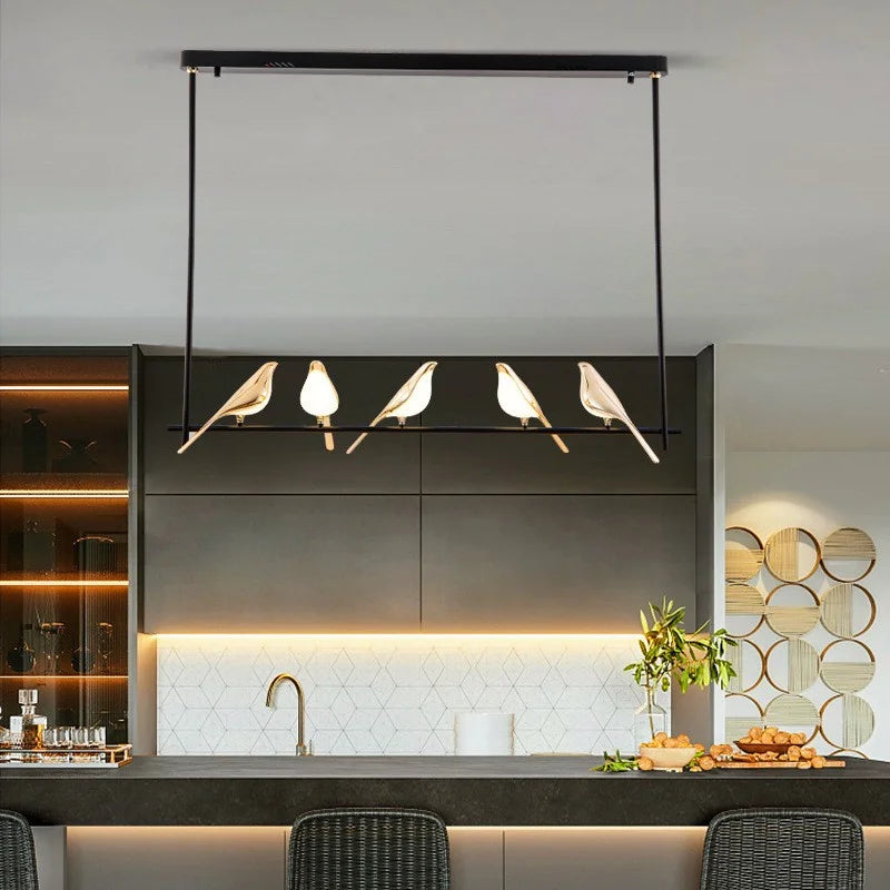 Golden bird chandelier for nordic style interior decor - vue 5 sur 16