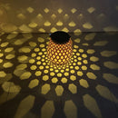 Decorative outdoor solar lantern with woven bamboo effect
