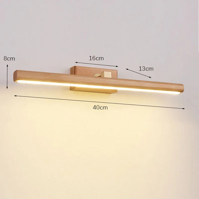 Scandinavian black walnut mirror LED wall lamp
