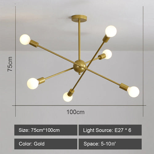 lustre moderne nordique sputnik avec éclairage led intérieur - vue 14 sur 16