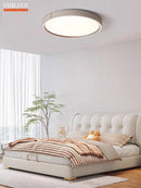 Modern leather LED ceiling light with remote control and adjustable lighting