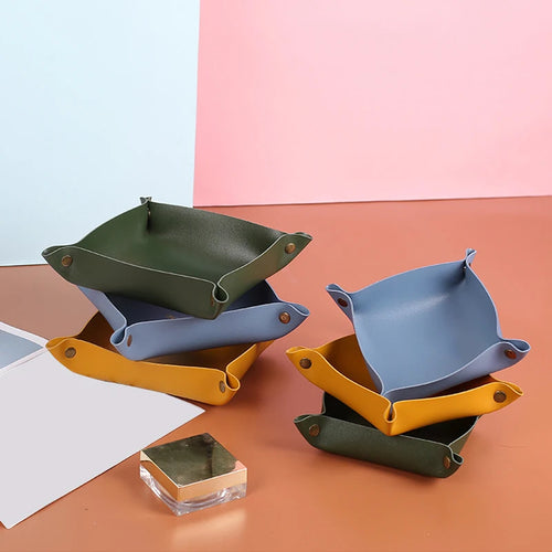 Nordic leather storage tray versatile desk organiser - vue 3 sur 16