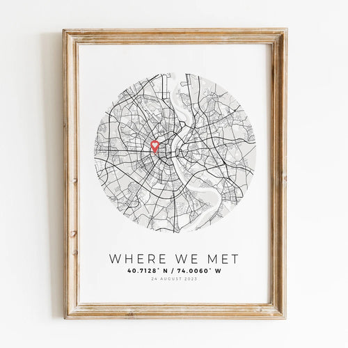 Personalised city map romantic gift for him