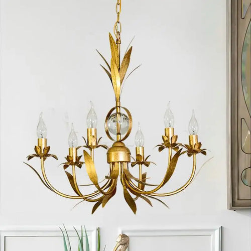 Vintage retro 6-arm iron chandelier for nostalgic lighting - vue 7 sur 7