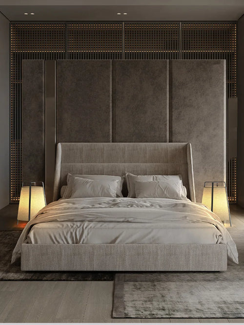 Elegant modern retro Japanese fabric floor lamp - vue 5 sur 8