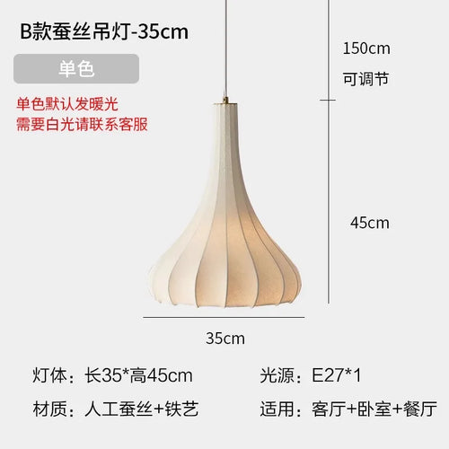 Modern nordic wabi sabi silk pendant light for interiors - vue 9 sur 9