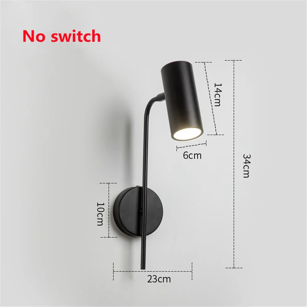 Modern rotatable LED wall light with long pole switch