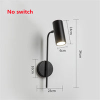 Modern rotatable LED wall light with long pole switch