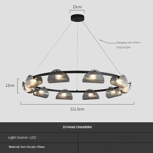 Creative glass and iron pendant light for interior decor - vue 9 sur 10
