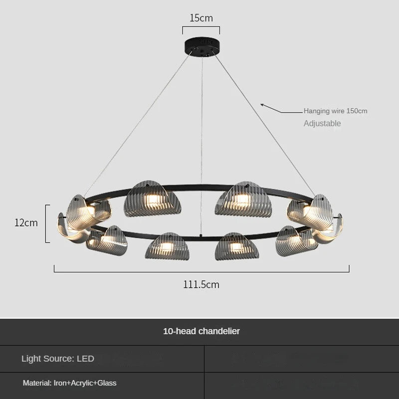 Creative glass and iron pendant light for interior decor - vue 8 sur 10