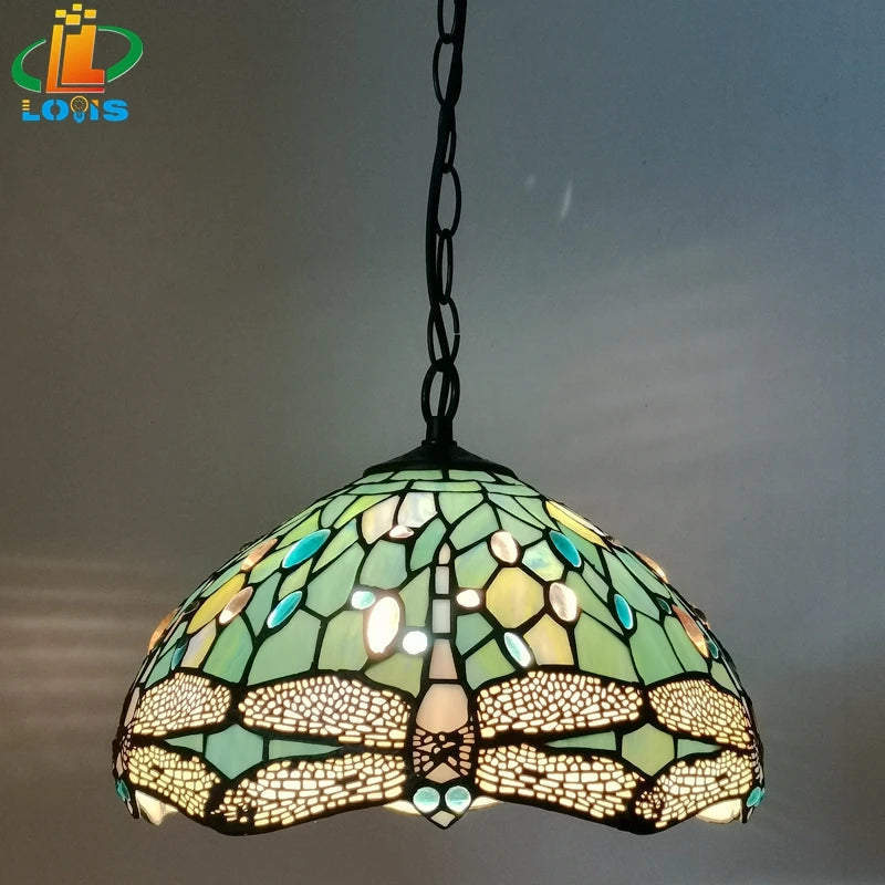 Scandinavian dragonfly chandelier tiffany style retro designer garden lighting