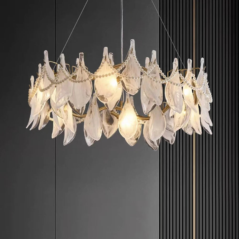 Creative frosted glass chandelier with modern pearl design - vue 4 sur 10