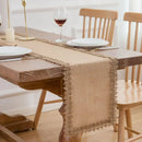 Rustic beige macramé table runner, bohemian style
