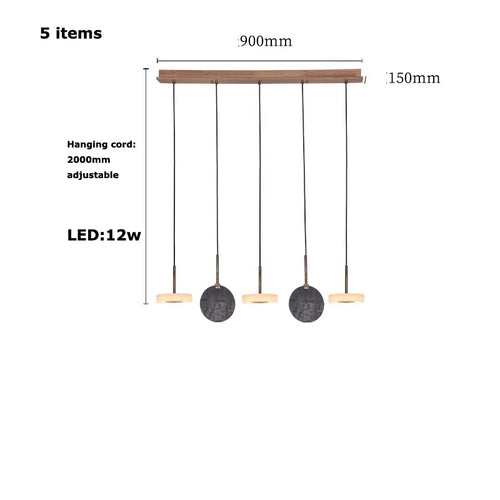 Marble wood pendant light modern 2024 design - vue 11 sur 11