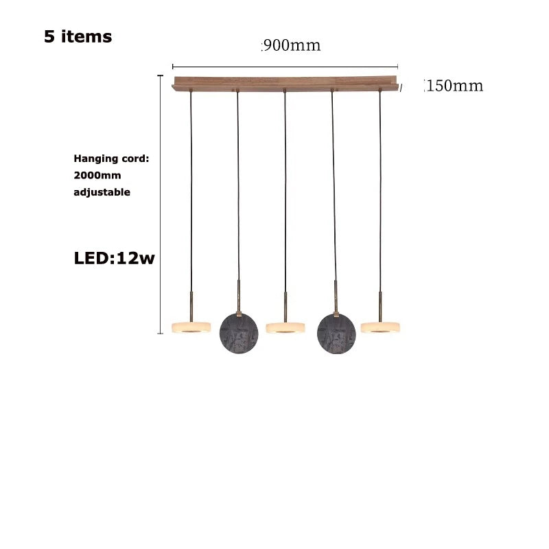 Marble wood pendant light modern 2024 design - vue 11 sur 11