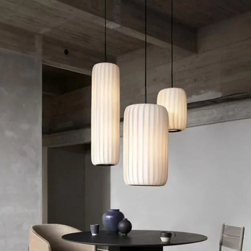Japanese fabric pendant light modern minimalist artistic luminaire - vue 2 sur 9
