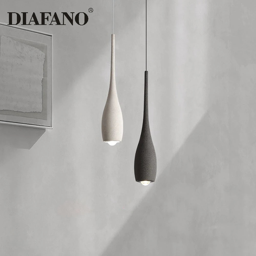 Wabi-sabi cement LED pendant light with retro industrial design